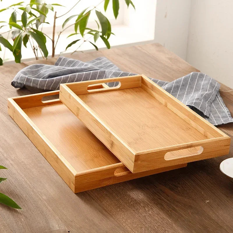 Bandeja de madera de bambú para pan, aperitivos, té estilo Kung Fu, platos para vasos de agua, vajilla de hotel, suministros de cocina para el hogar