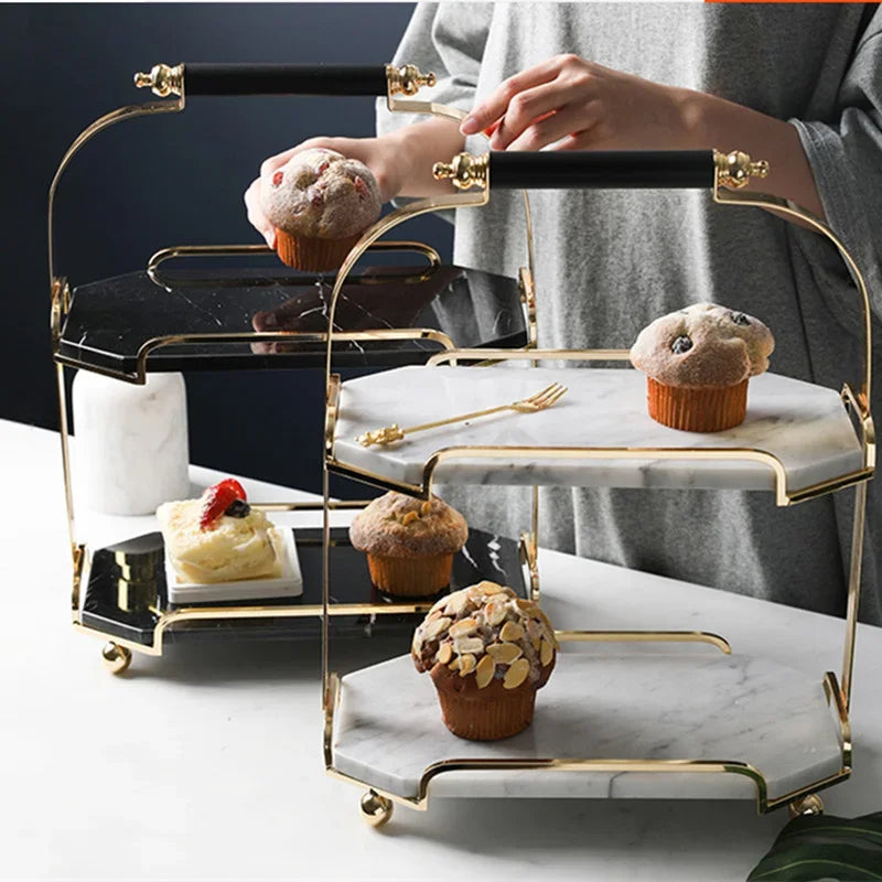 Présentoir Gâteau Marbre Nordique