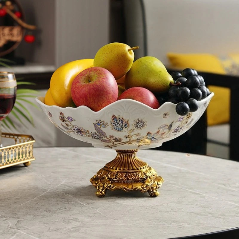 Coupe Fruits Céramique Chinoise Pied Haut