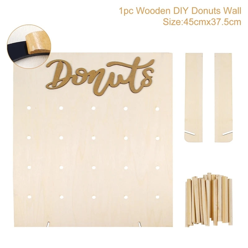 Présentoir Donuts Mural Bois Mariage