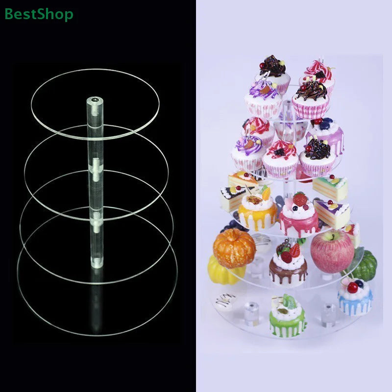 Présentoir Cupcake Acrylique Rond 3 4 5 Étages