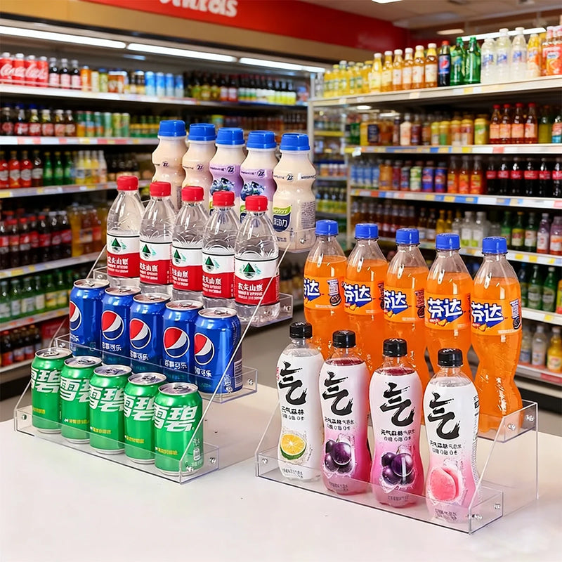 Présentoir Boissons Acrylique Multi-Niveaux