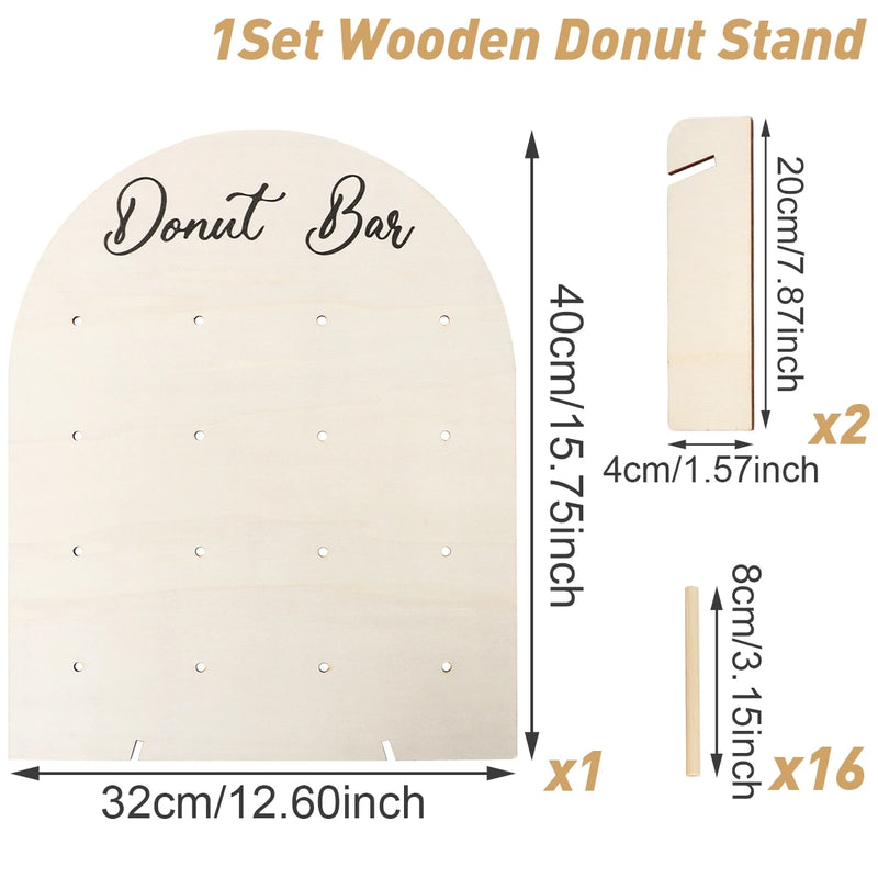 Présentoir Donuts Mural Bois Fête