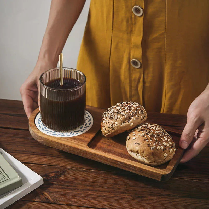 Bandeja de madera para café, bandeja de desayuno para servir comida, hostelería, artículos de café, artículos de té, decoración, accesorios de decoración de mesa