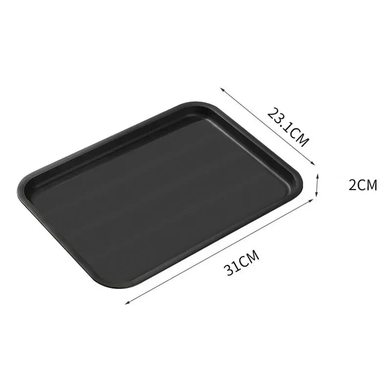 Bandeja de servicio rectangular negra de alta resistencia - Superficie antideslizante, grado comercial para restaurantes, hoteles, cafeterías y comida rápida