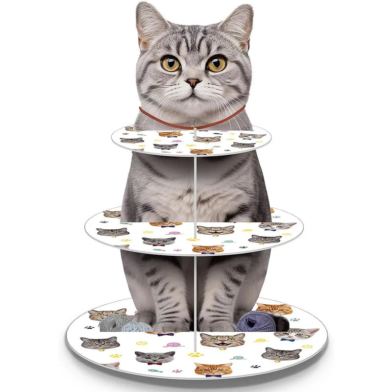Présentoir Cupcakes Carton Chat Fête