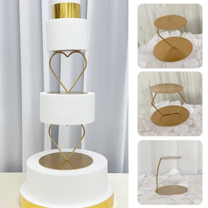 Présentoir Gâteau Métal Doré Mariage Étagé