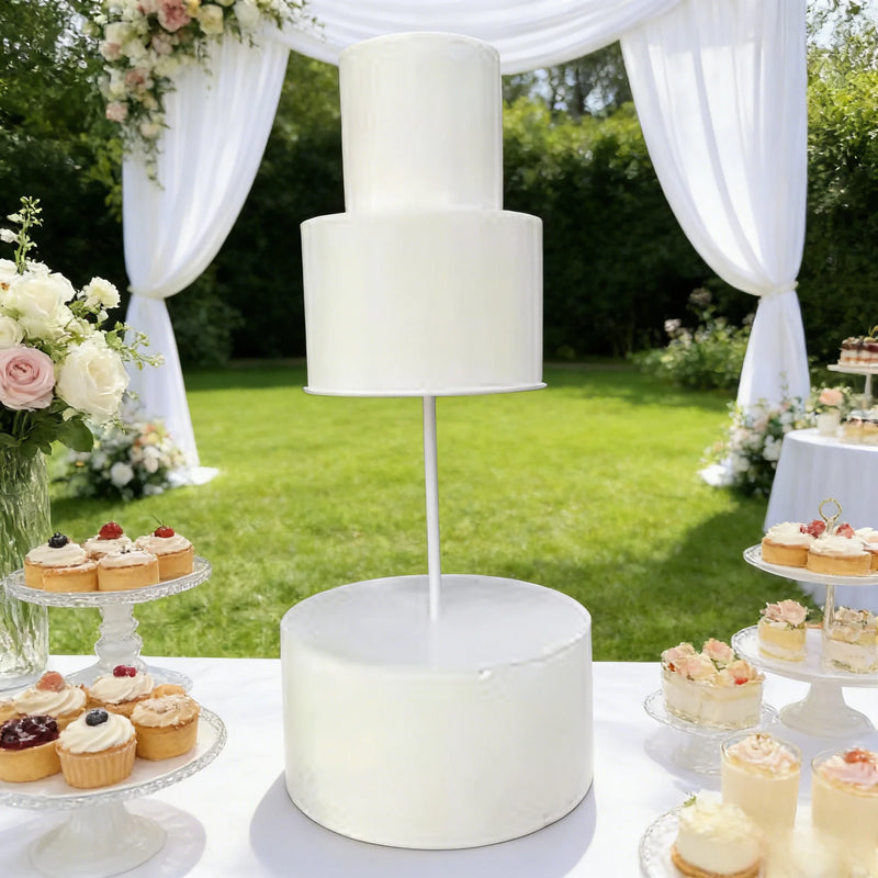 Présentoir Gâteau Métal Blanc Épuré