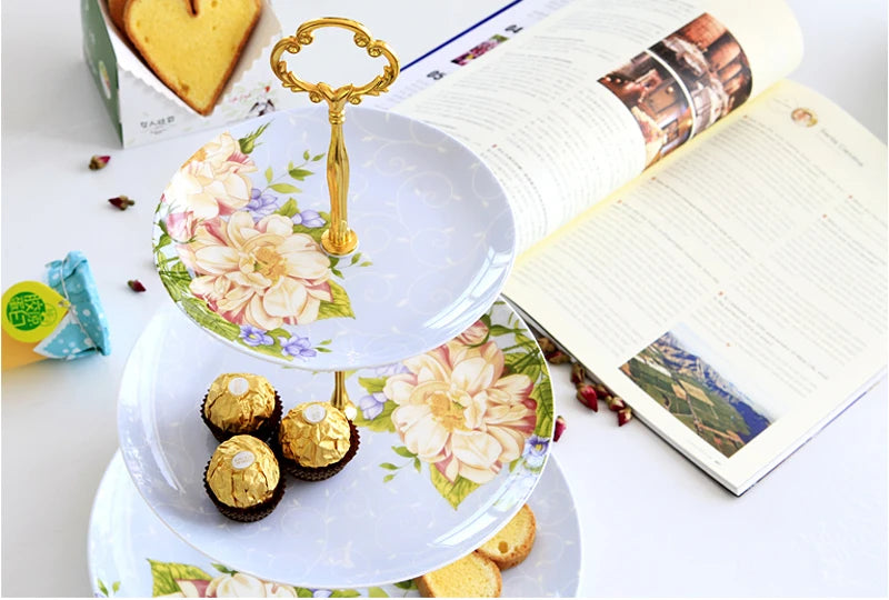 Présentoir Gâteau Porcelaine Floral