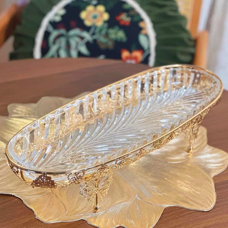 Plateau Dessert Cristal Doré Mariage