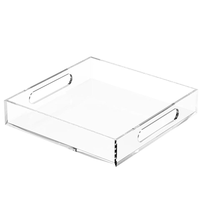 1/2Pcs Bandeja para servir alimentos con asa rectangular antideslizante de plástico, apta para lavavajillas, bandejas para el regazo para cocina en el hogar