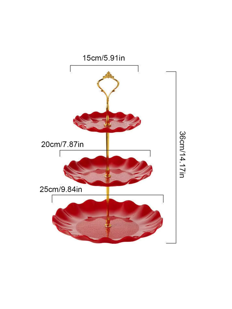 1 unidad Plato de aperitivos de lujo, frutero de tres capas, plato para aperitivos de estilo nórdico, frutero de plástico, adecuado para hoteles y salas de estar
