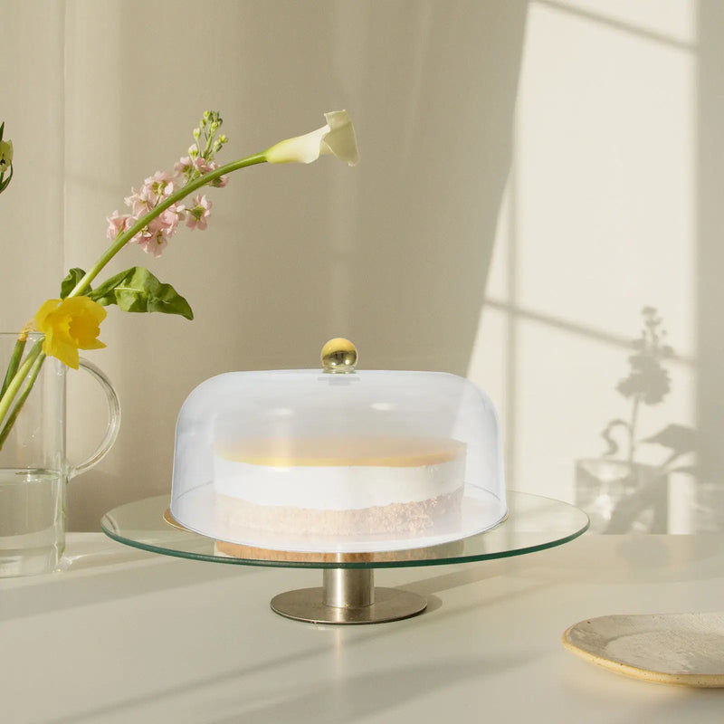 Cloche à Gâteau Dorée Transparente