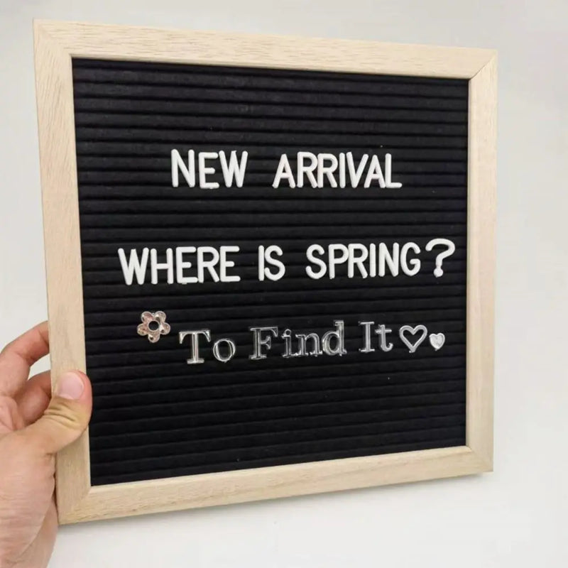 Tablero de mensajes de letras de madera multifuncional con símbolos intercambiables, tablero de fieltro de 10x10 pulgadas, decoración para el hogar, pizarra para tienda
