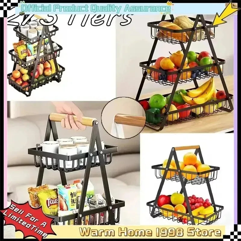 Estante creativo retro para cesta de frutas, organizador multicapa para almacenamiento de snacks y frutos secos en el hogar y la sala de estar