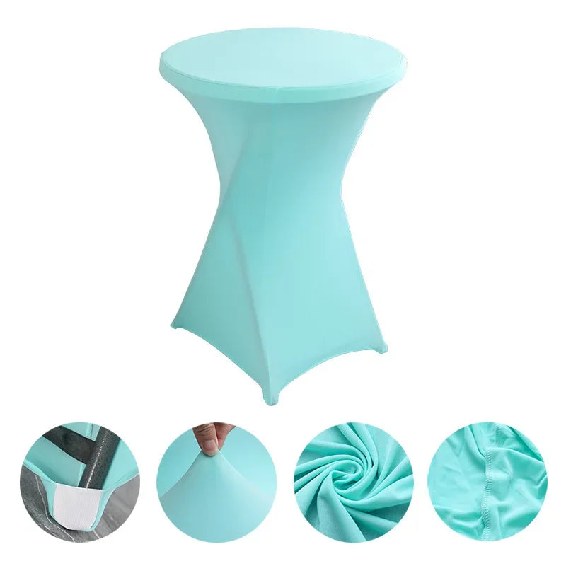 Mantel elástico para decoración de bodas, funda para mesa de cóctel, licra elástica, mesa alta, hotel, fiesta de cumpleaños, varios colores