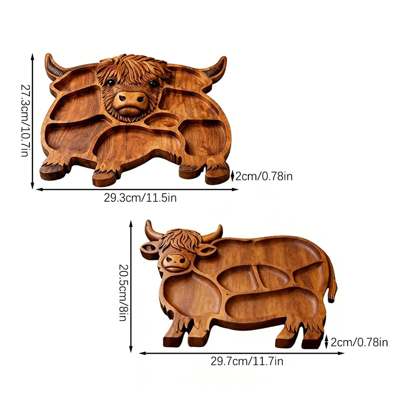 Planche Apéritive Bois Vache Highland Compartiments