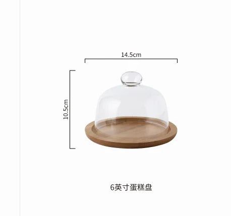 Présentoir à Gâteaux Bois Cloche Verre