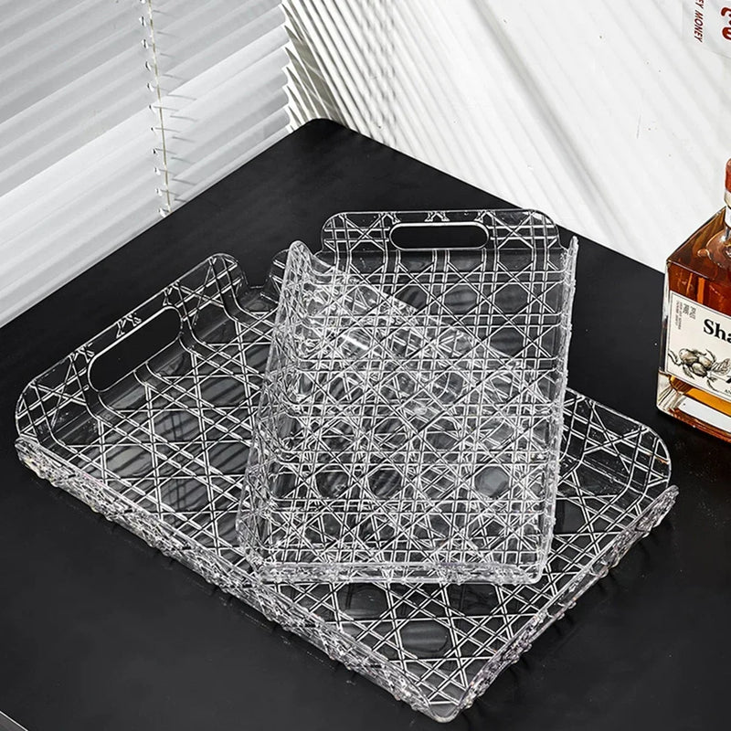 Bandeja de almacenamiento rectangular para el hogar, de lujo ligero, alta gama, estética elevada, para juego de té, tazas, vasos, bandeja de té, decoración del hogar