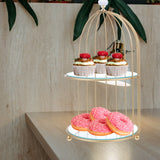 Présentoir Cage Dorée Gâteau Mariage