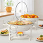 Chauffe-Plat Blanc 5QT Couvercle Verre Buffet Pro