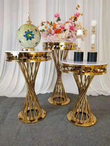 Colonne Cylindre Métal Doré Mariage
