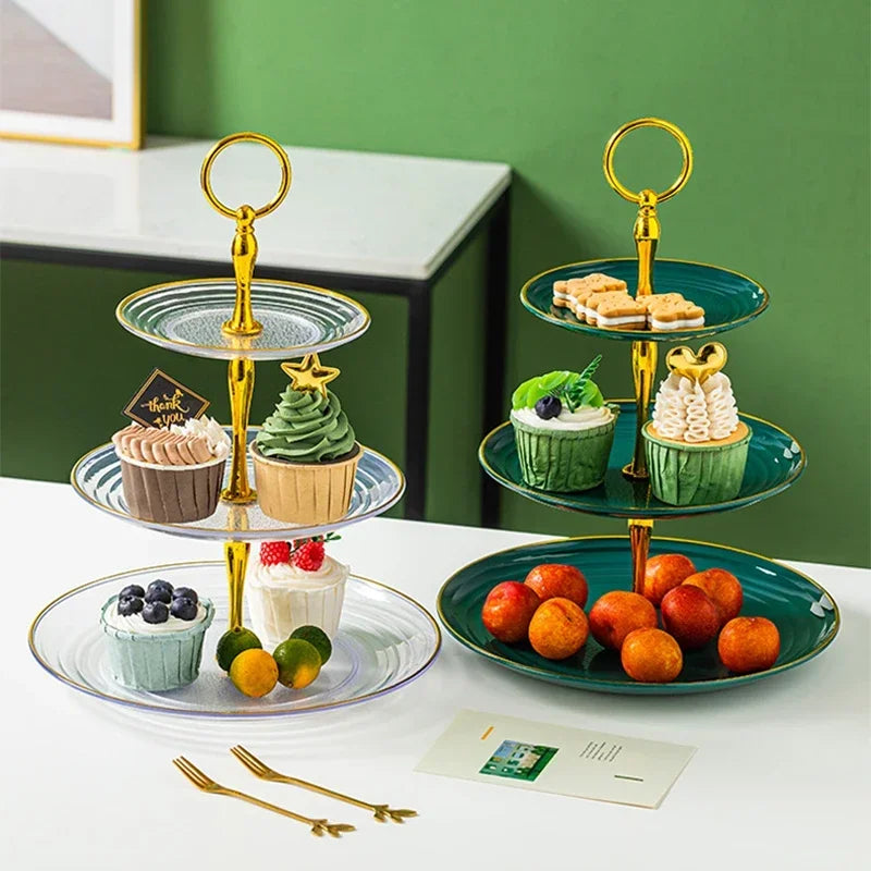 Soporte de estilo europeo para exhibición de pasteles, frutero, bandeja de 3 niveles para cupcakes, decoración para mesa de postres en cumpleaños y bodas