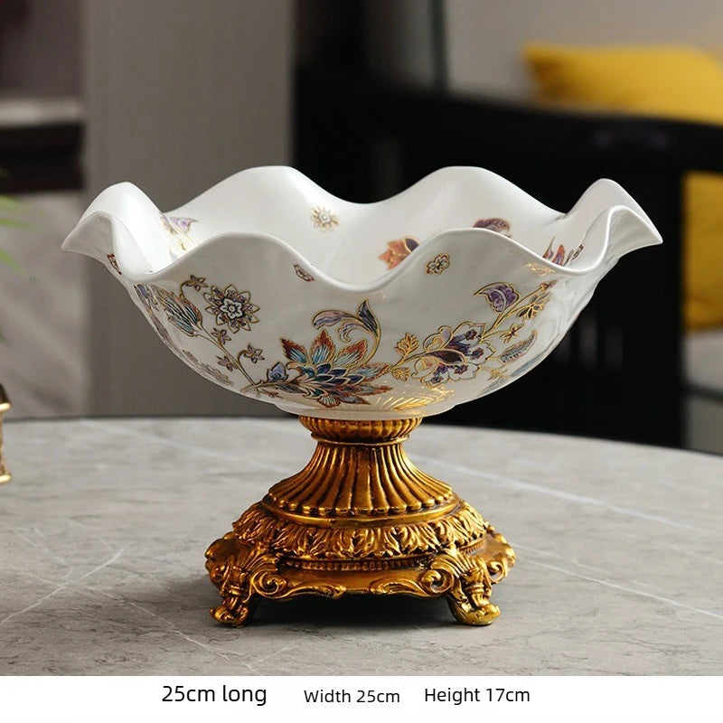 Coupe Fruits Céramique Chinoise Pied Haut