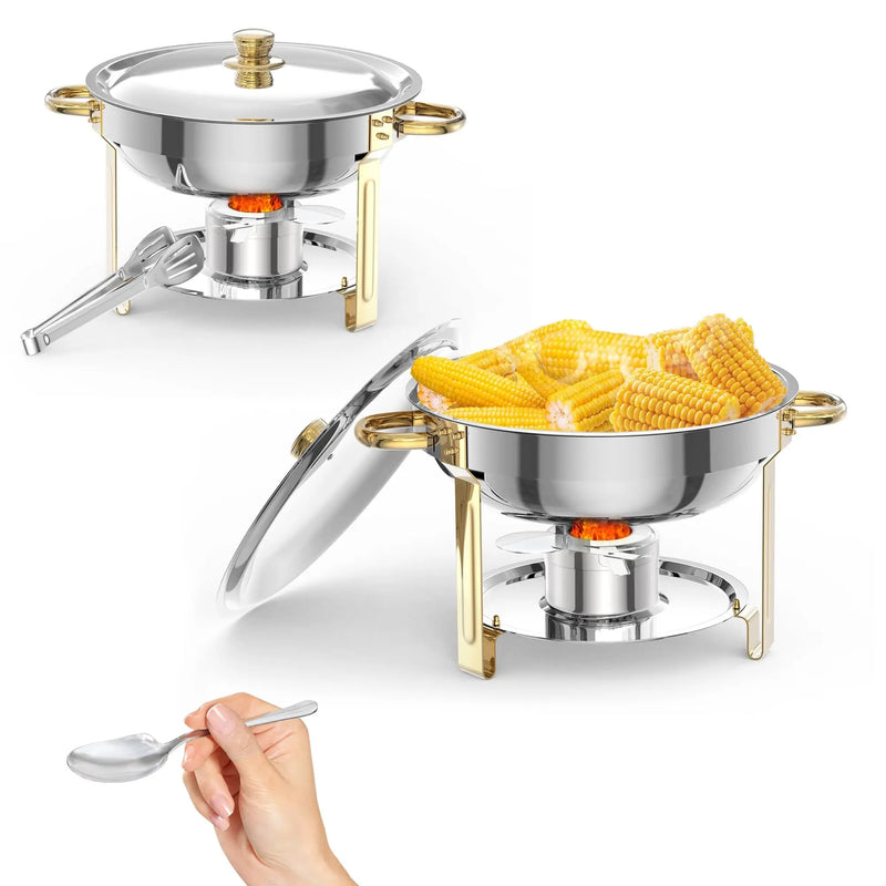 Chauffe-Plat Rond Inox Complet en Lot Traiteur