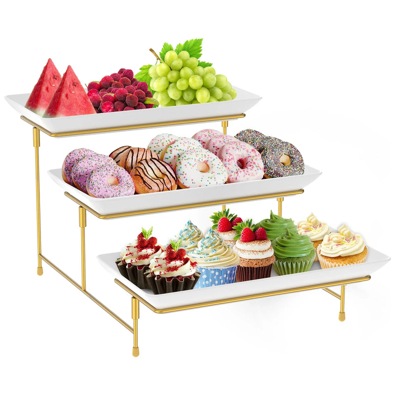 Présentoir Gâteau à Étages Doré