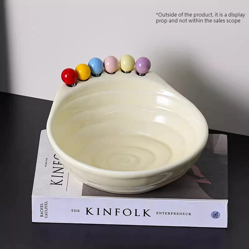1 ud. Frutero de cerámica para mesa de salón, adorno decorativo, bandeja para aperitivos de alta gama, cesta de almacenamiento para el hogar, artículos para el hogar