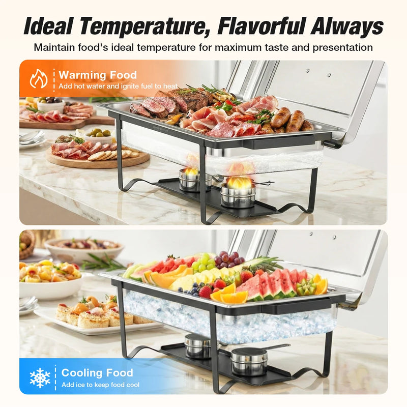 Chauffe-Plat Carré Inox 10L Buffet Mariage 4 Pièces – support service buffet haut de gamme