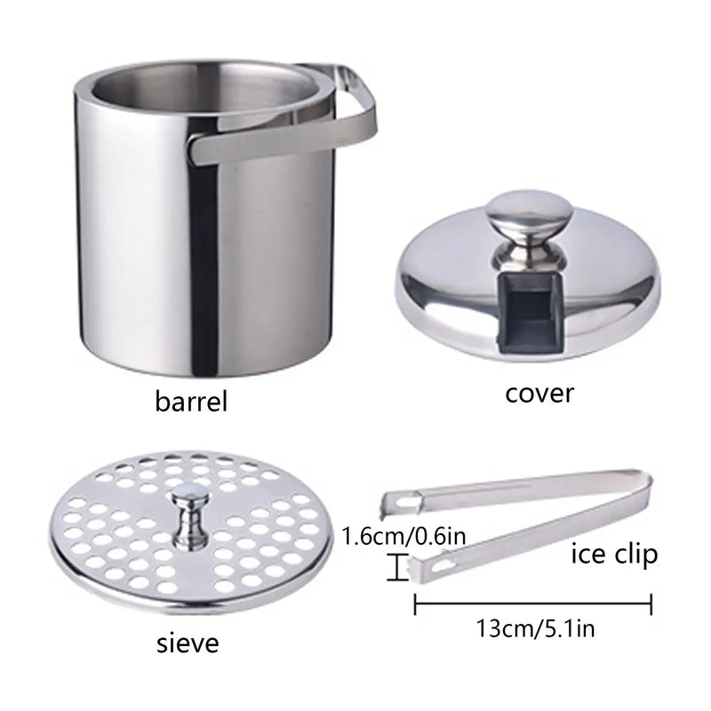 Seau à Glace Inox Isotherme Couvercle