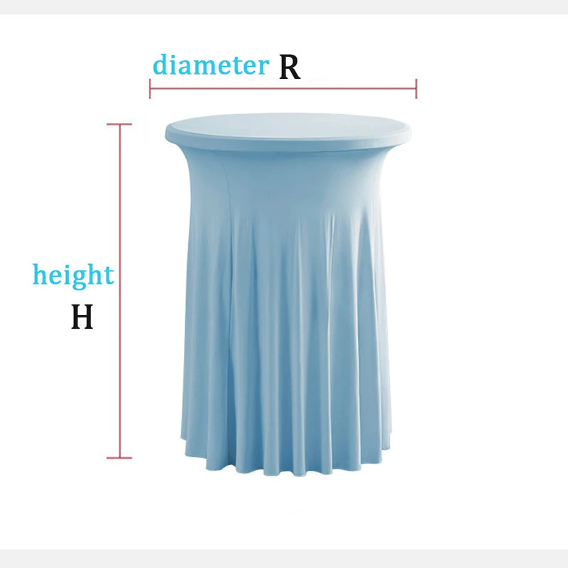 Mantel redondo de elastano blanco para mesa, mantel redondo elástico sin arrugas con falda para bodas y fiestas de cumpleaños