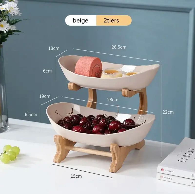 Frutero de 2/3 niveles para el hogar, sala de estar, plato de plástico para snacks, cesta creativa y moderna para frutos secos, plato para dulces, soporte para pasteles, ensaladera