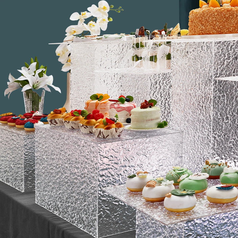 Présentoir buffet transparent effet glaçon – mise en situation buffet de mariage