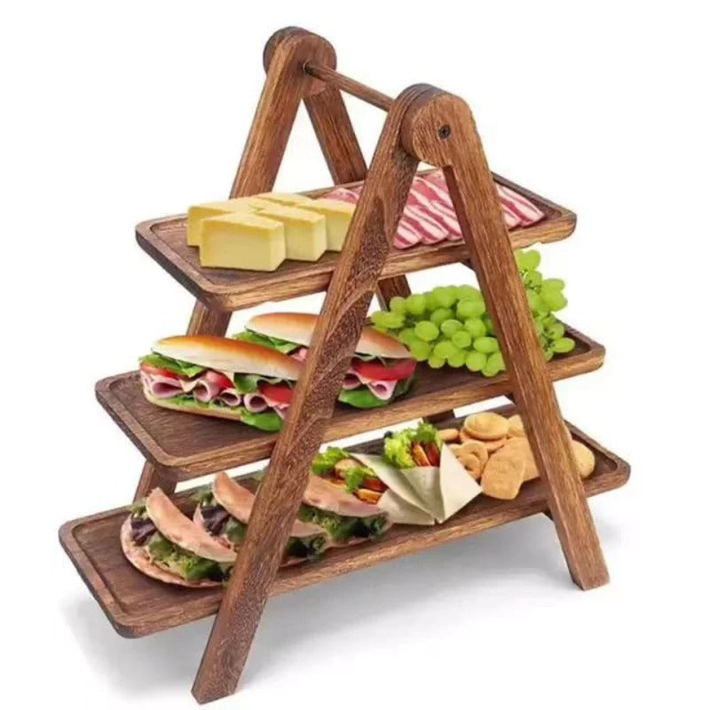Présentoir buffet traiteur bois – art de la table réception raffinée