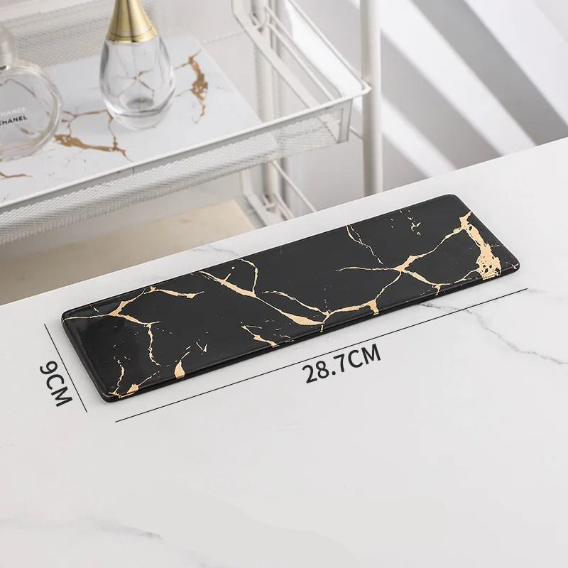 Plateau en marbre noir 28cm – décoration table réception élégante