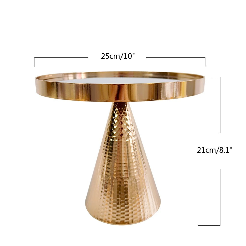 Présentoir gâteau miroir doré