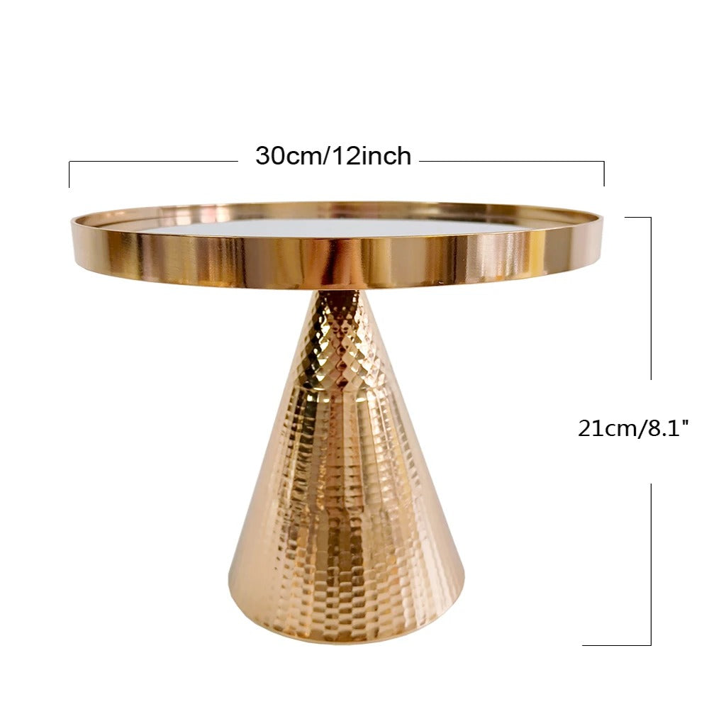 Présentoir gâteau miroir doré