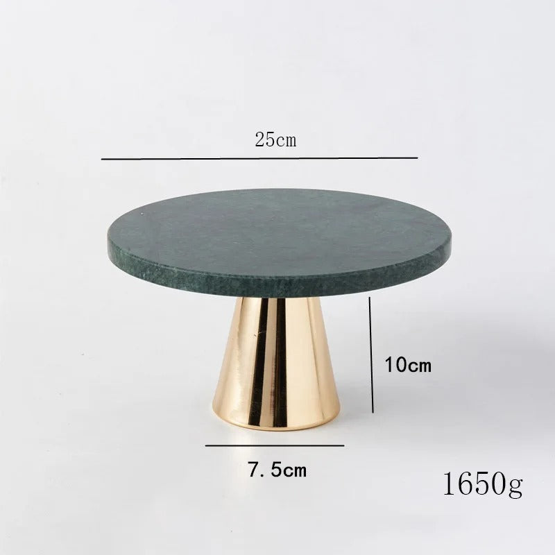 Présentoir gâteau en marbre vert 25cm