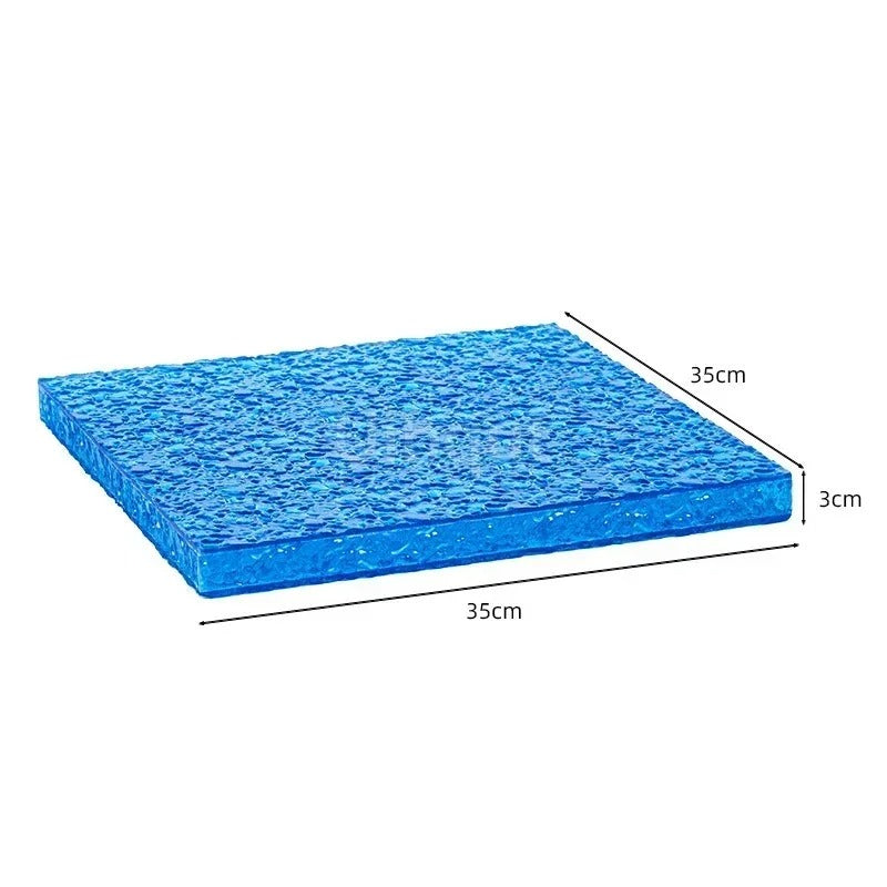 Présentoir buffet bleu effet glaçon – vue détaillée matière et finition