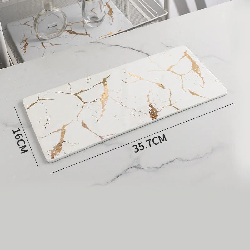 Plateau en marbre blanc 35cm – art de la table réception raffinée
