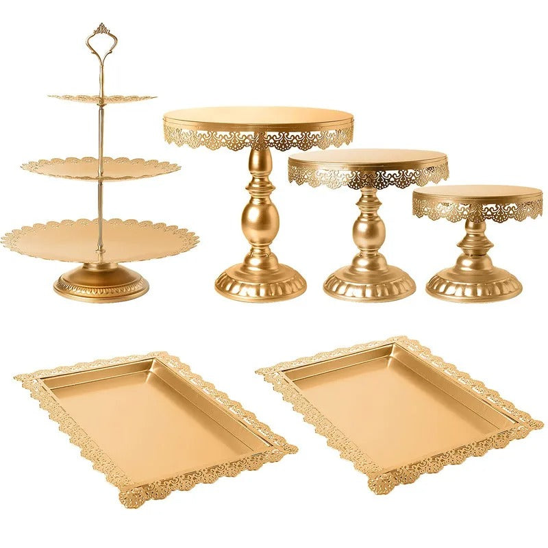 Présentoir buffet doré – accessoire buffet de réception luxueux
