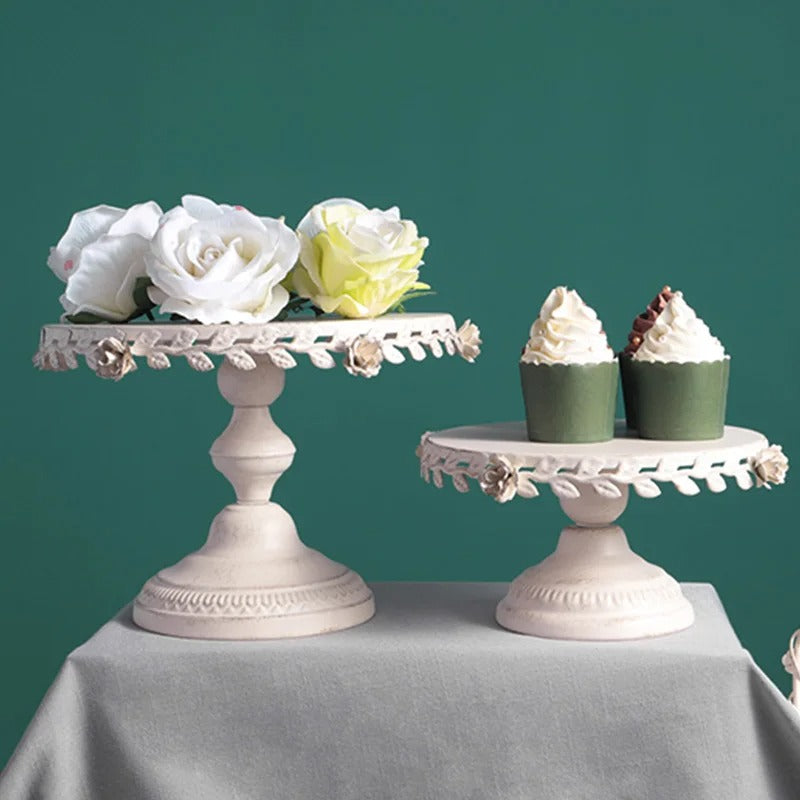Présentoir gâteaux bois blanc 24cm – élément déco fête prénatale