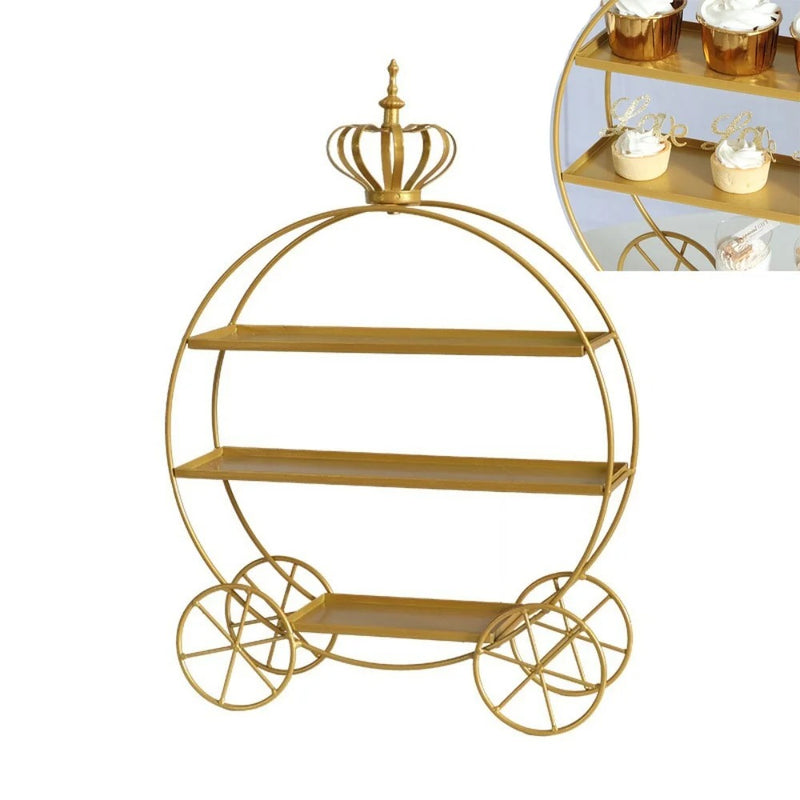 Présentoir cupcake carrosse doré – présentation buffet anniversaire et baptême