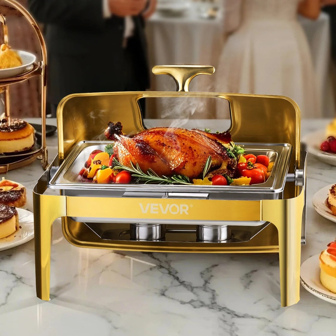 Chauffe plat doré mariage