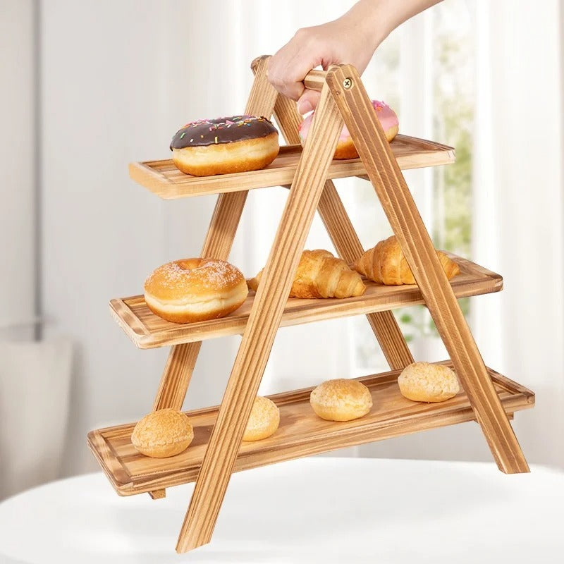 Présentoir buffet traiteur bois – vue détaillée matière et finition