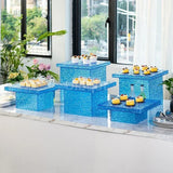 Présentoir buffet bleu effet glaçon – agencement table de réception festive