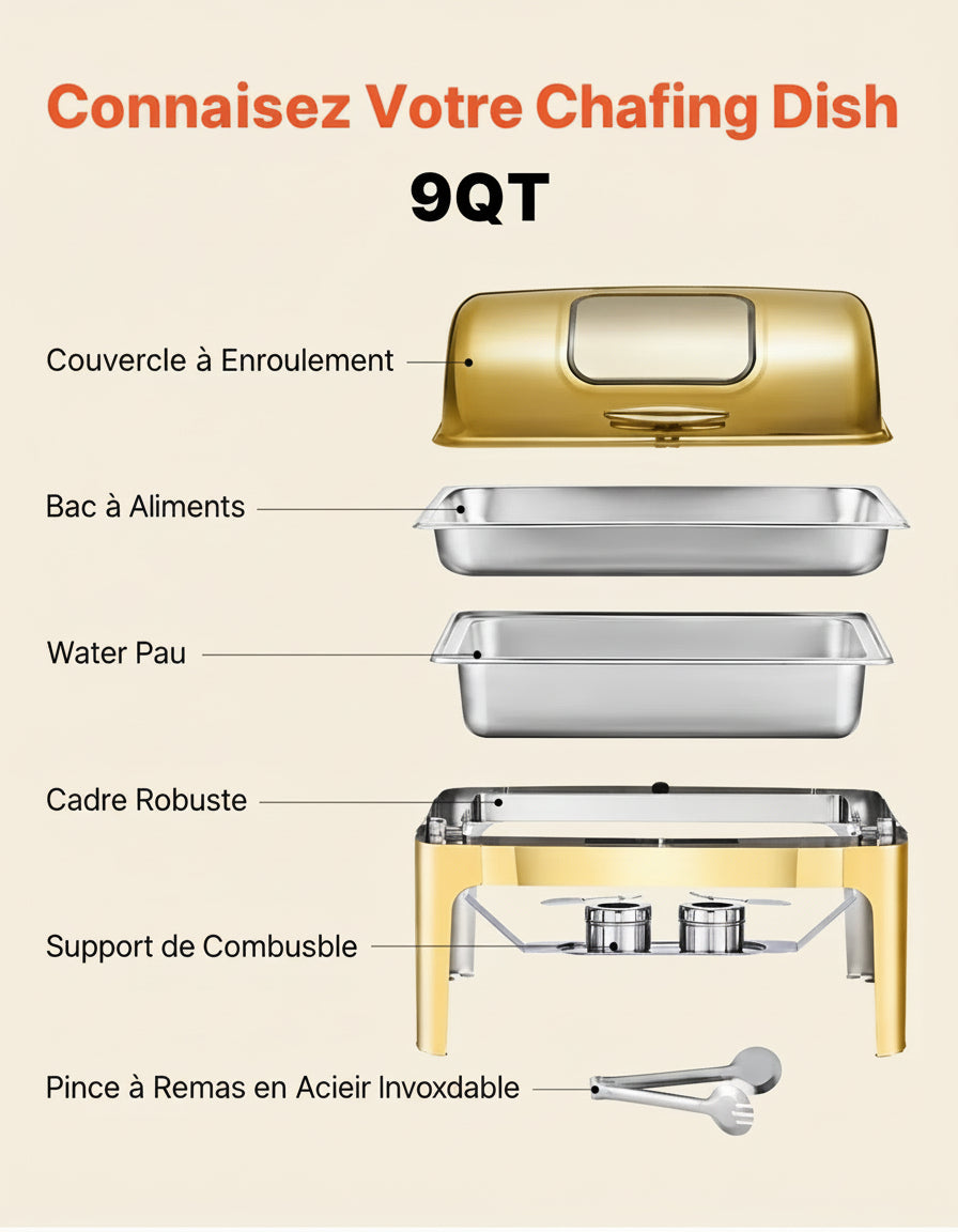 Chauffe plat doré mariage